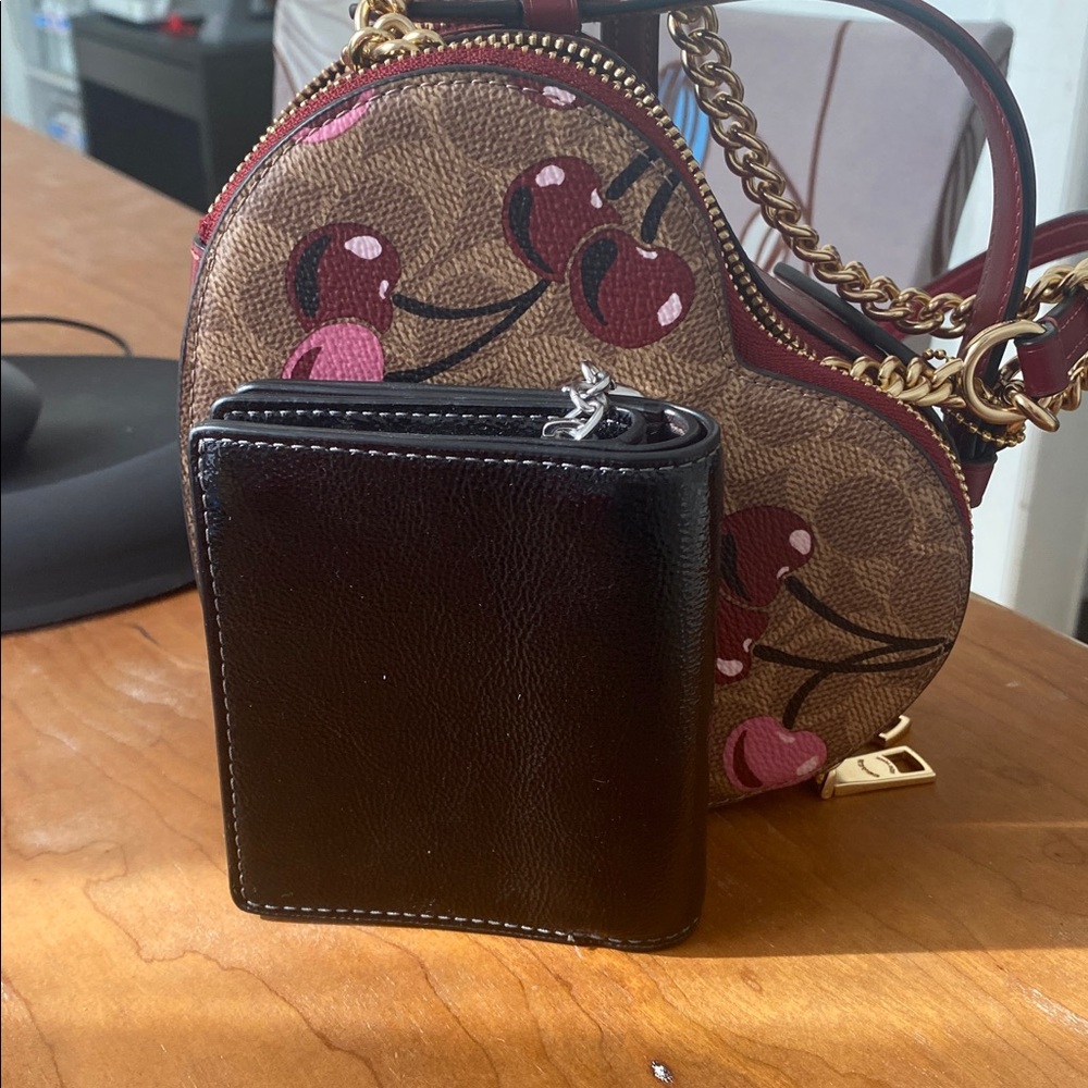 Coach Cherry Print Round Crossbody in Burgundy and Pink - Picture 10 of 14